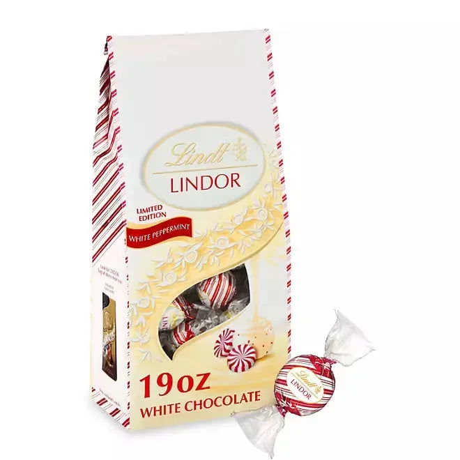 Lindt Lindor Holiday White Chocolate Peppermint Truffles: 19-Ounce Bag