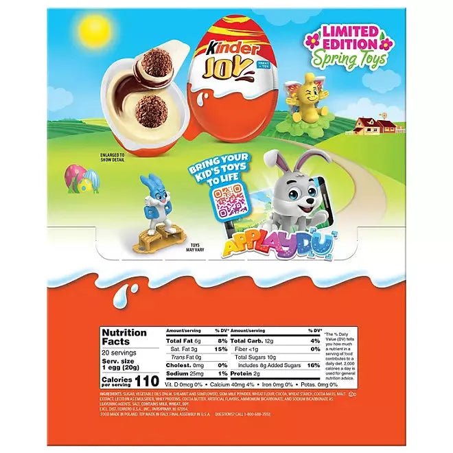 Kinder Joy Easter Chocolate Surprise Egg: 20-Piece Box