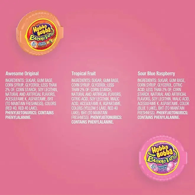 Hubba Bubba Bubble Tape Gum Rolls Assortment: 12-Piece Box