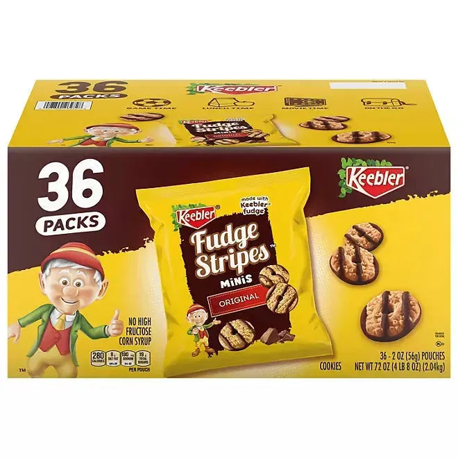 Keebler Fudge Stripes Minis Original Cookies Bags: 36-Piece Box