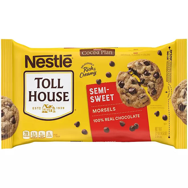 Nestle Toll House Semi-Sweet Chocolate Chips Morsels: 4.5LB Bag