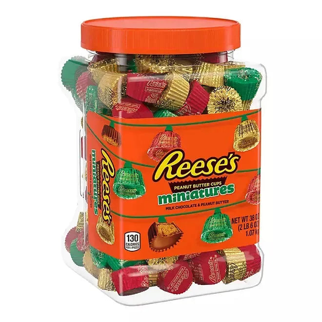 Reeses Christmas Peanut Butter Cups Miniatures: 2LB Jar