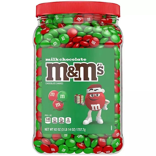 Christmas M&M's Candy - Plain: 3LB Jar