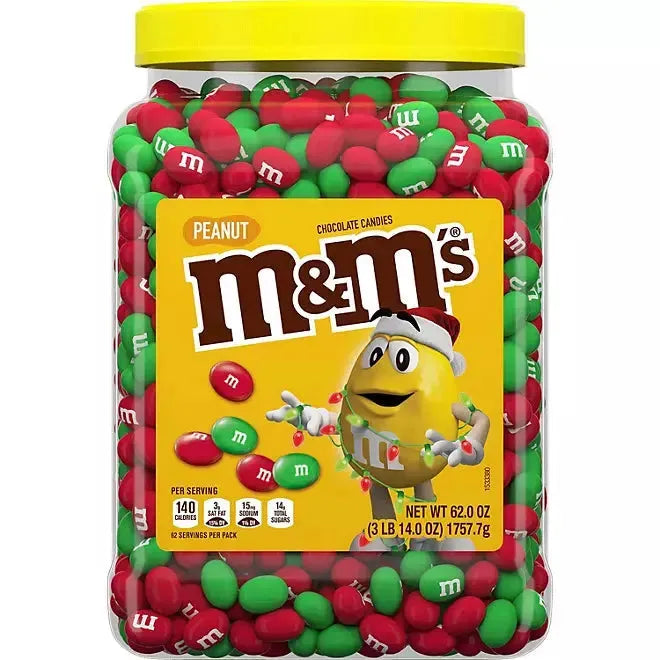 Christmas M&M's Candy - Peanut: 3LB Jar