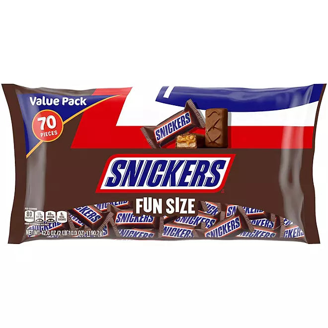 Snickers Fun Size Candy Bars: 70-Piece Bag