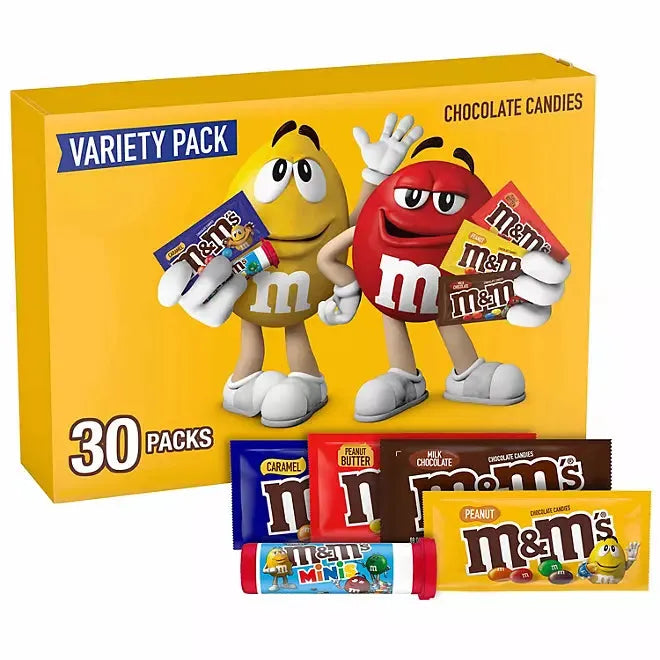 M&M's Chocolate Variety Pack: 30-Piece Case