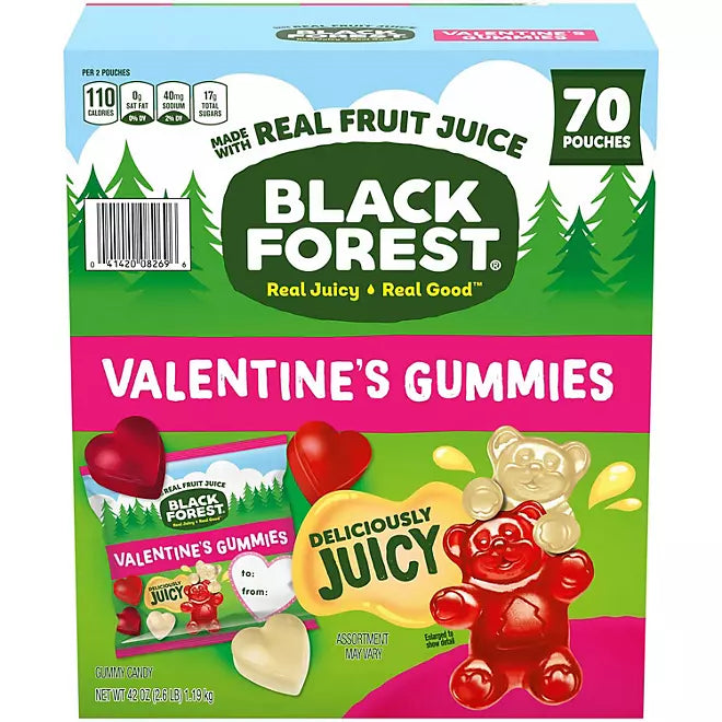 Black Forest Valentine Fruit Snack Packs: 70-Piece Box