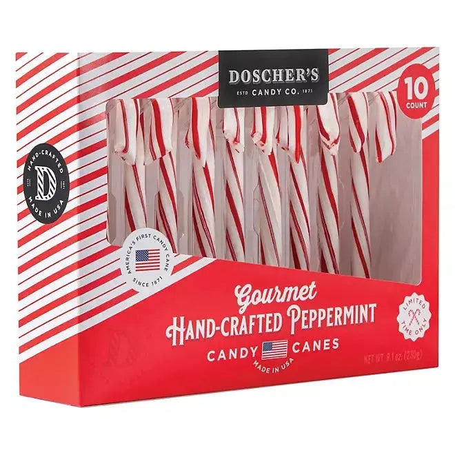 Doscher's Gourmet Hand Crafted Peppermint Candy Canes: 10-Piece Box