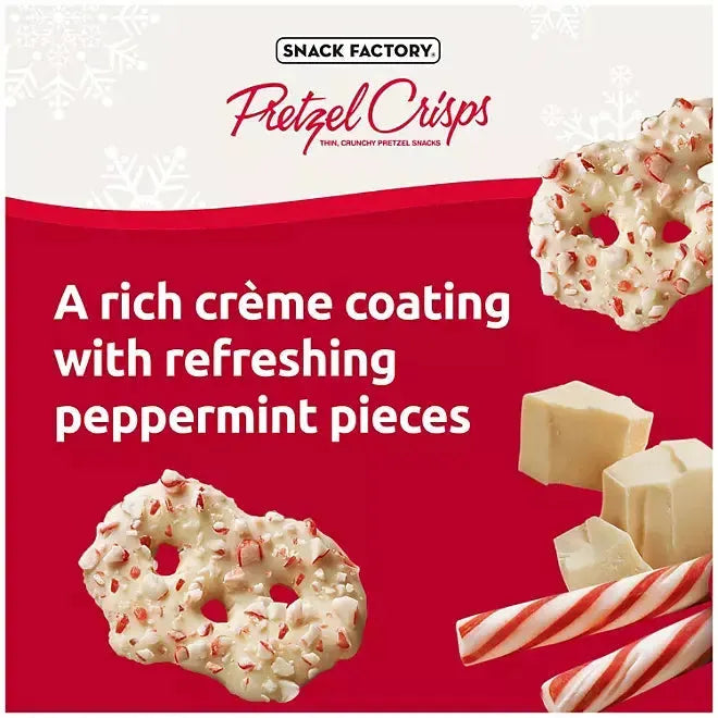 Snack Factory White Creme & Peppermint Covered Pretzels: 20-Ounce Bag