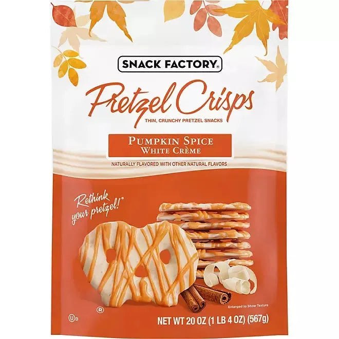 Snack Factory Pumpkin Spice White Creme Pretzel Crisps: 1LB Bag