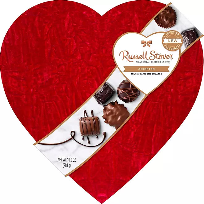 Russell Stover Valentine's Day Velvet Heart Chocolate Gift Box: 10-Ounce Box