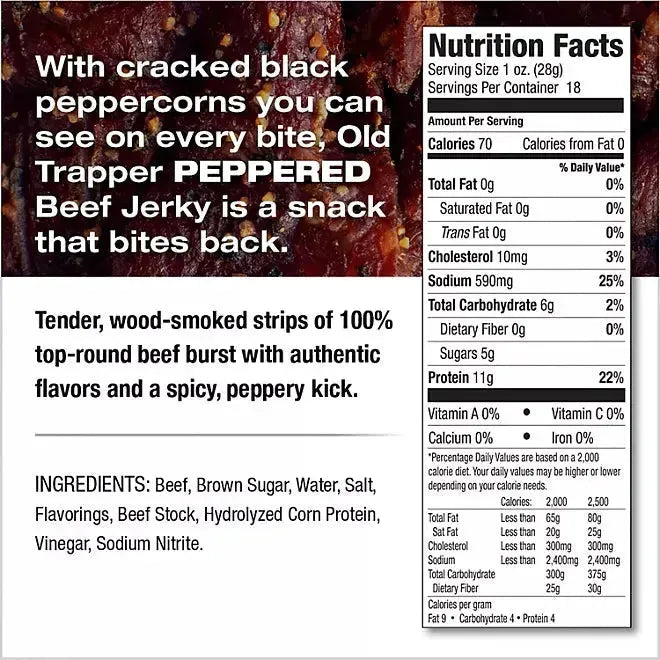 Old Trapper Peppered Beef Jerky: 18-Ounce Bag