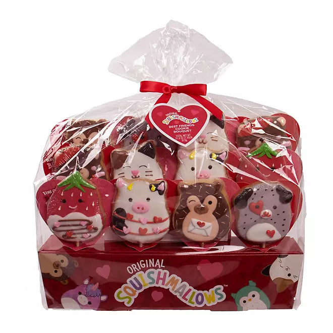 Squishmallows Valentines Day Cookie Pops: 12-Piece Bouquet