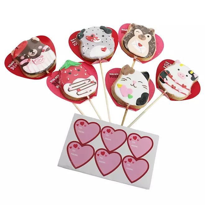 Squishmallows Valentines Day Cookie Pops: 12-Piece Bouquet