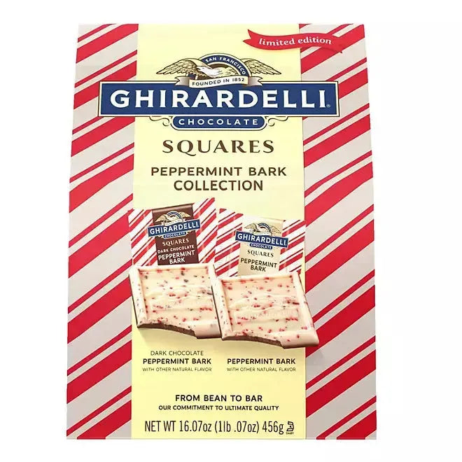 Ghirardelli Peppermint Bark Collection Squares: 1LB Bag