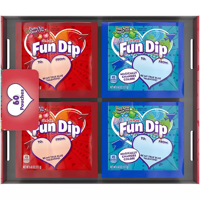 Fun Dip Valentine Candy and Card Kits: 60-Piece Box