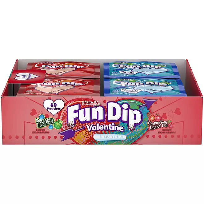 Fun Dip Valentine Candy and Card Kits: 60-Piece Box