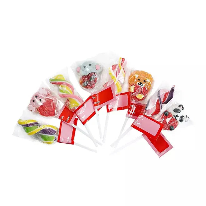 Valentine's Day Character & Swirl Jelly Pops: 24-Piece Box