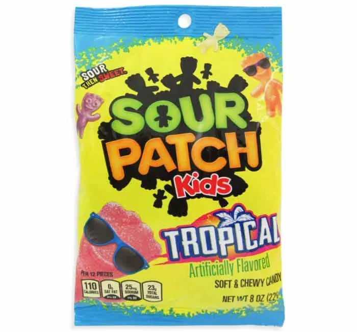 Sour Patch Kids Tropical Candy Peg Bags: 12-Piece Case