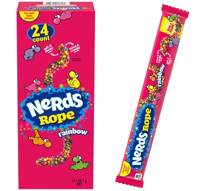 Rainbow Nerds Rope Candy Packs: 24-Piece Box