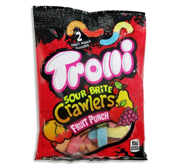 Trolli Sour Brite Crawlers Fruit Punch Peg Bags: 12-Piece Case