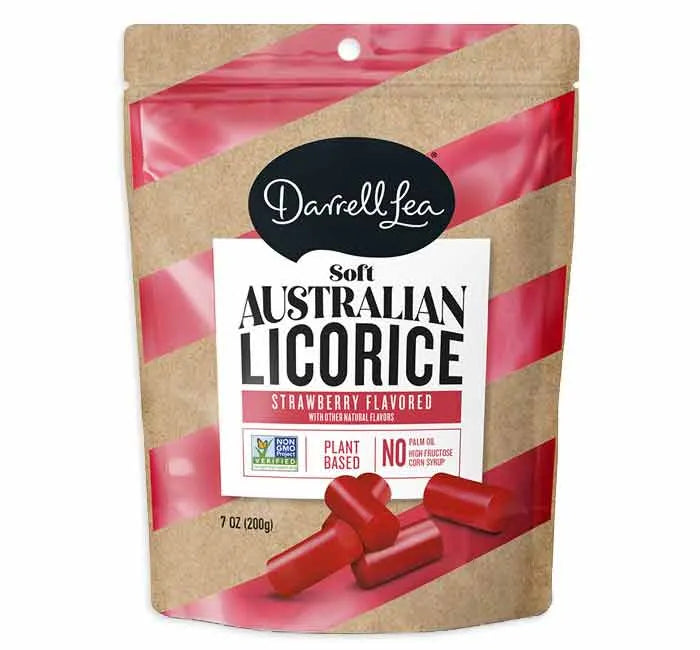 Darrell Lea Strawberry Soft Australian Licorice Non-GMO: 8-Piece Case