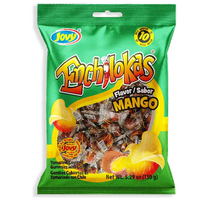 Jovy Enchilokas Mango Chili Gummy Candy Peg Bag: 24-Piece Case