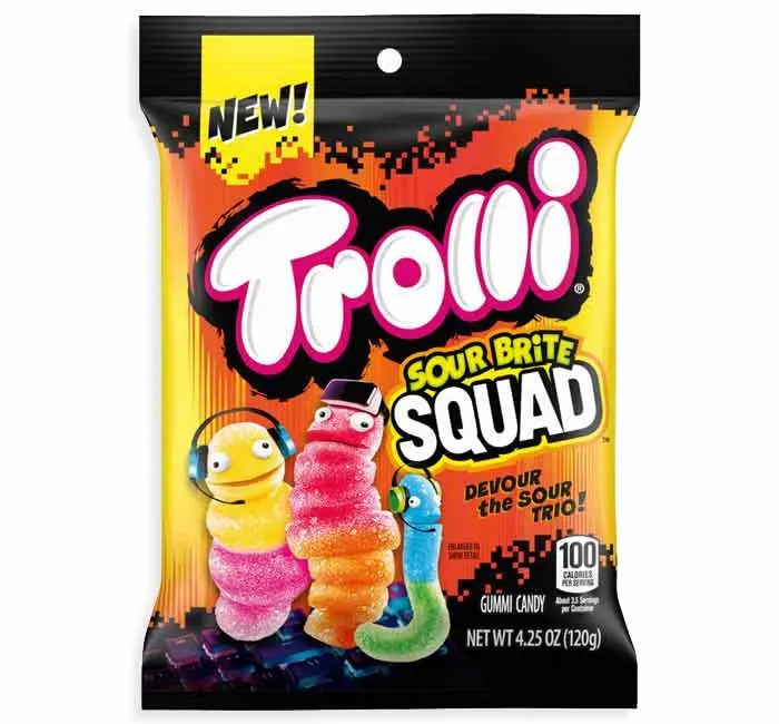 Trolli Sour Brite Squad Trio Peg Bags: 12-Piece Case