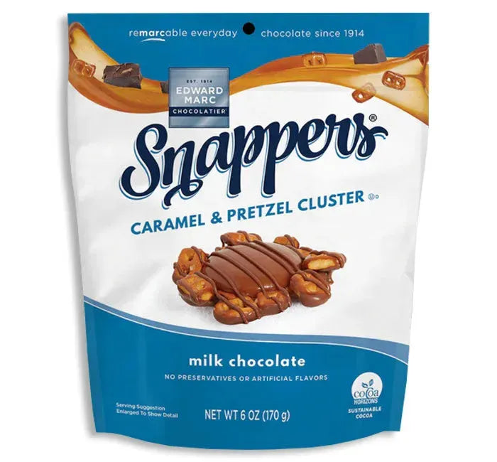 Snappers Milk Chocolate Caramel Covered Pretzel Clusters: 10-Piece Case