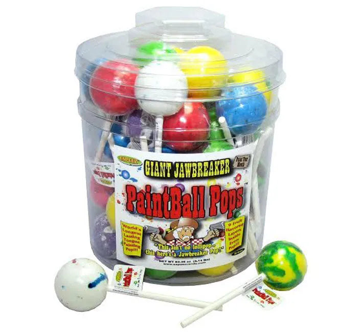 Espeez Paintball Pops Giant Jawbreaker Lollipops: 36-Piece Tub