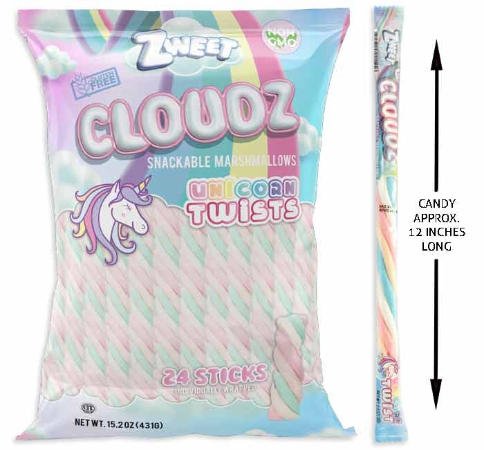 Cloudz Unicorn Marshmallow Twists: 24-Piece Bag