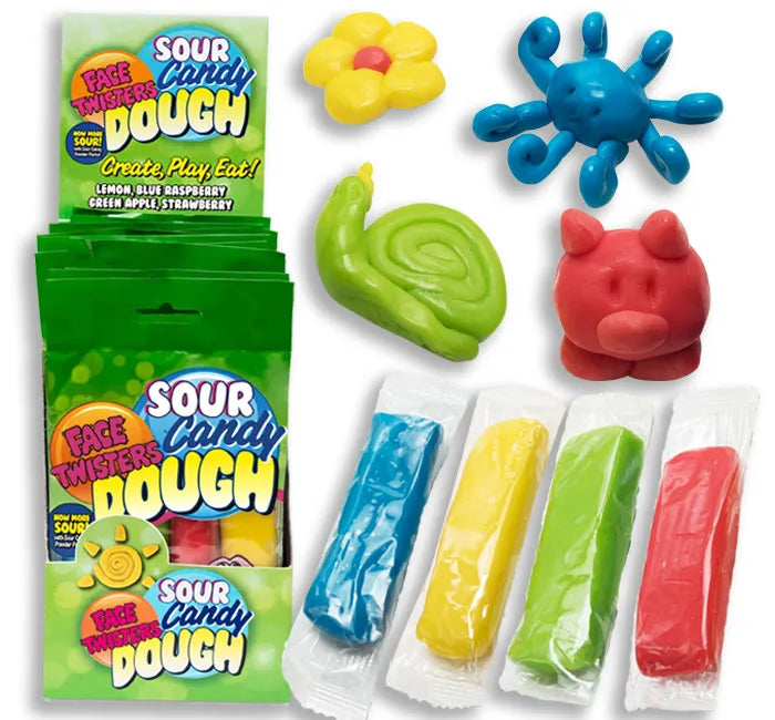 Face Twisters Sour Candy Dough: 12-Piece Display