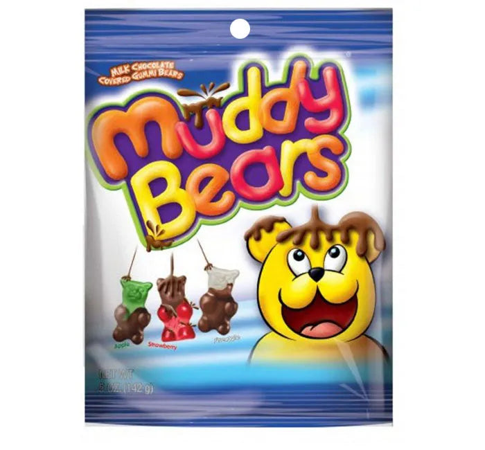 Muddy Bears Chocolate Covered Gummy Bears Candy: 12-Piece Case