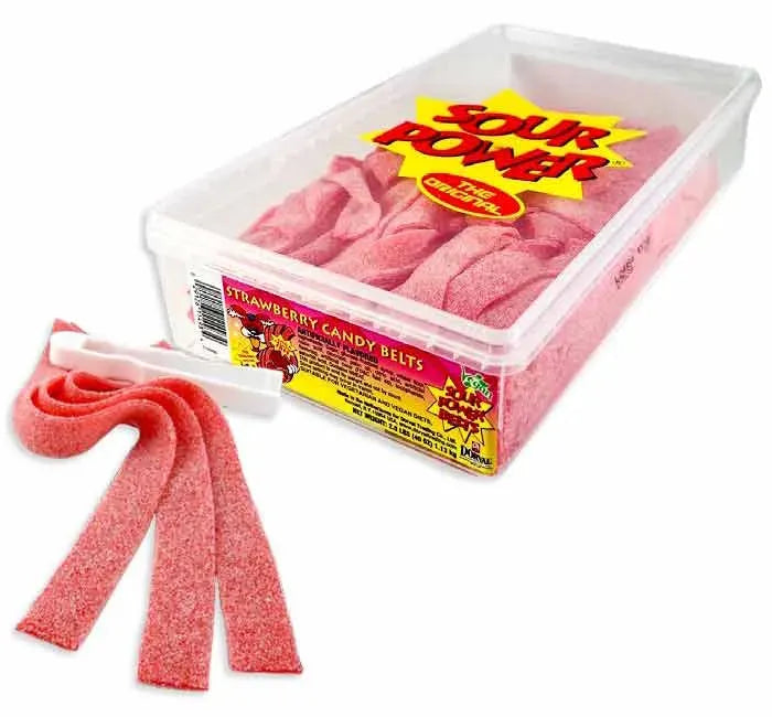 Dorval Sour Power Belts Candy - Strawberry: 2.5 Pound Tub