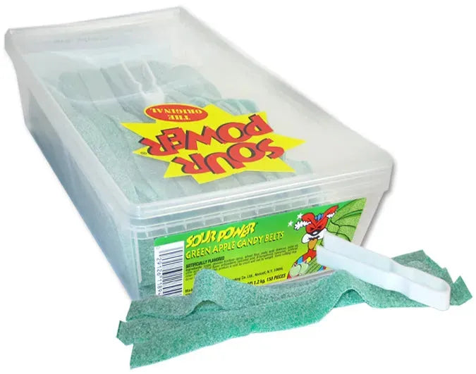 Dorval Sour Power Belts Candy - Green Apple: 150-Piece Tub