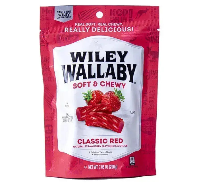 Wiley Wallaby Licorice Bites - Classic Red Peg Bag: 12-Piece Case