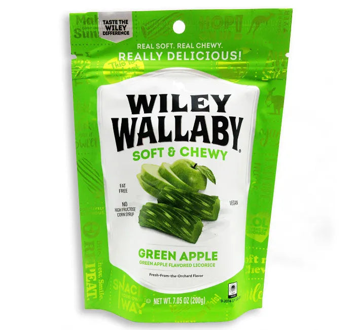 Wiley Wallaby Green Apple Licorice Bites : 12-Piece Case