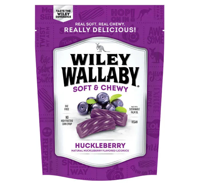 Wiley Wallaby Licorice Bites - Huckleberry Peg Bag: 12-Piece Case