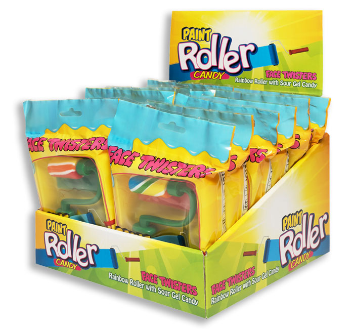 Face Twisters Sour Paint Roller Candy: 12-Piece Display