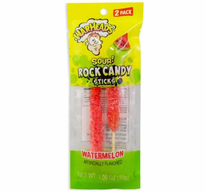 Warheads Sour Watermelon Rock Candy Sticks: 12-Piece Case