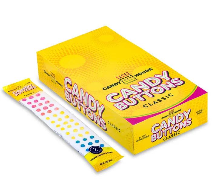 Candy Buttons Strips - Wrapped: 24-Piece Display