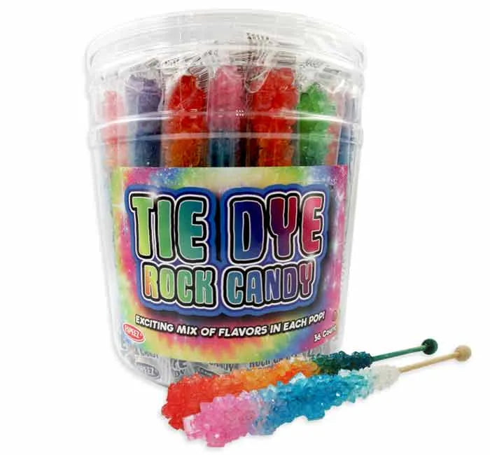 Espeez Tie Dye Rock Candy Sticks: 36-Piece Tub