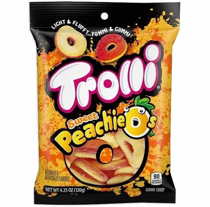 Trolli Peachie O's Peach Gummy Rings: 3LB Case