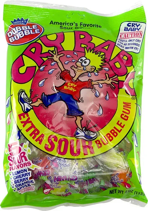 Cry Baby Extra Sour Gumballs Peg Bag: 12-Piece Case