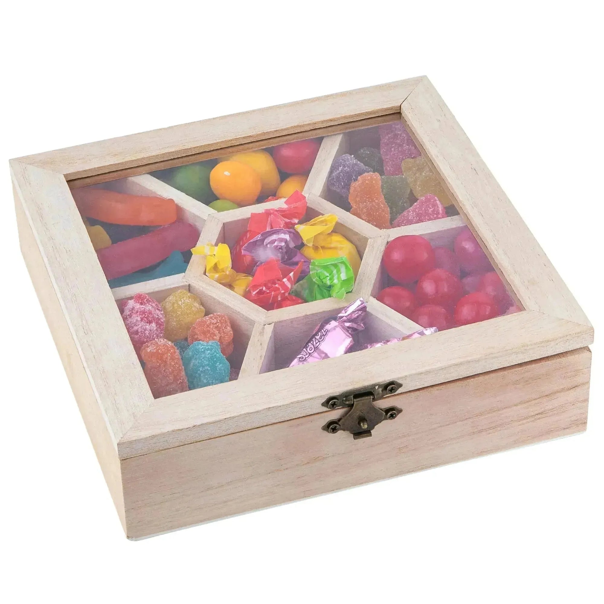 Wooden Sectional Boxes With Lid 4 Pack 7''X7''X2''