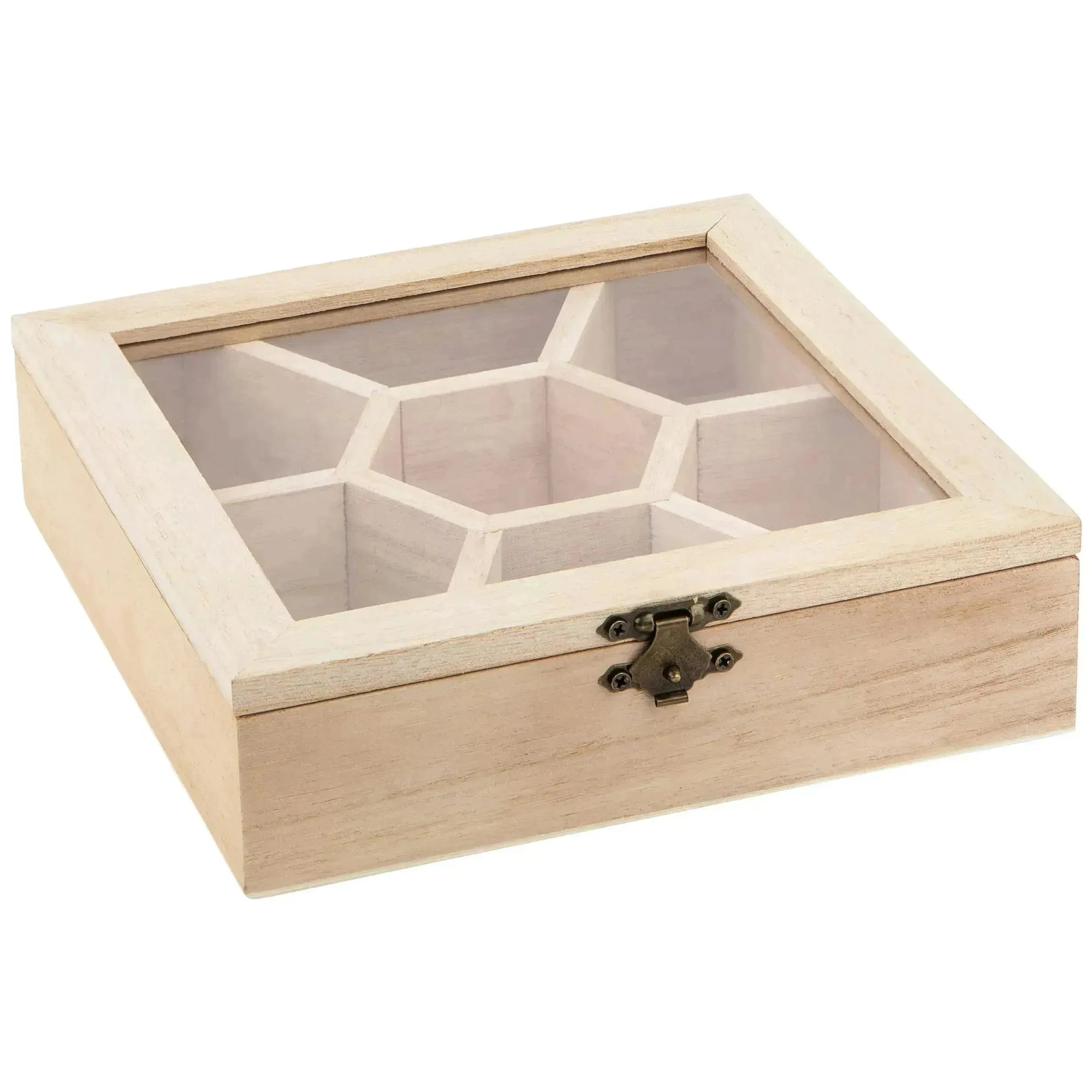 Wooden Sectional Boxes With Lid 4 Pack 7''X7''X2''