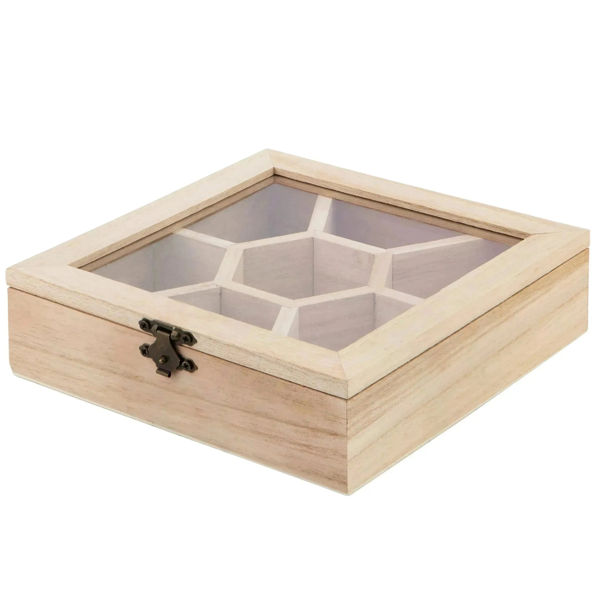 Wooden Sectional Boxes With Lid 4 Pack 7''X7''X2''