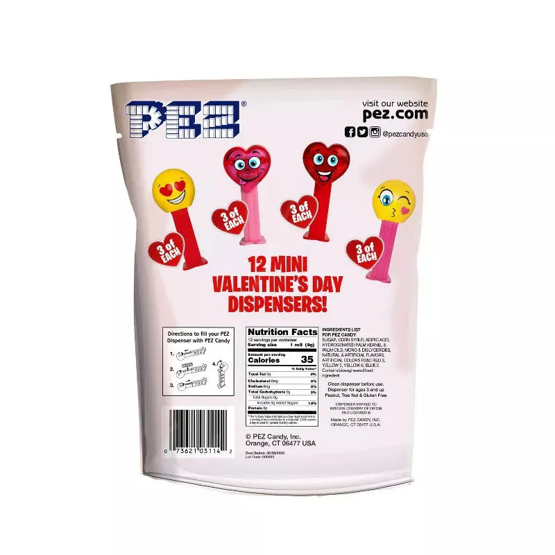 Valentine PEZ Mini Candy Packs: 12-Piece Bag