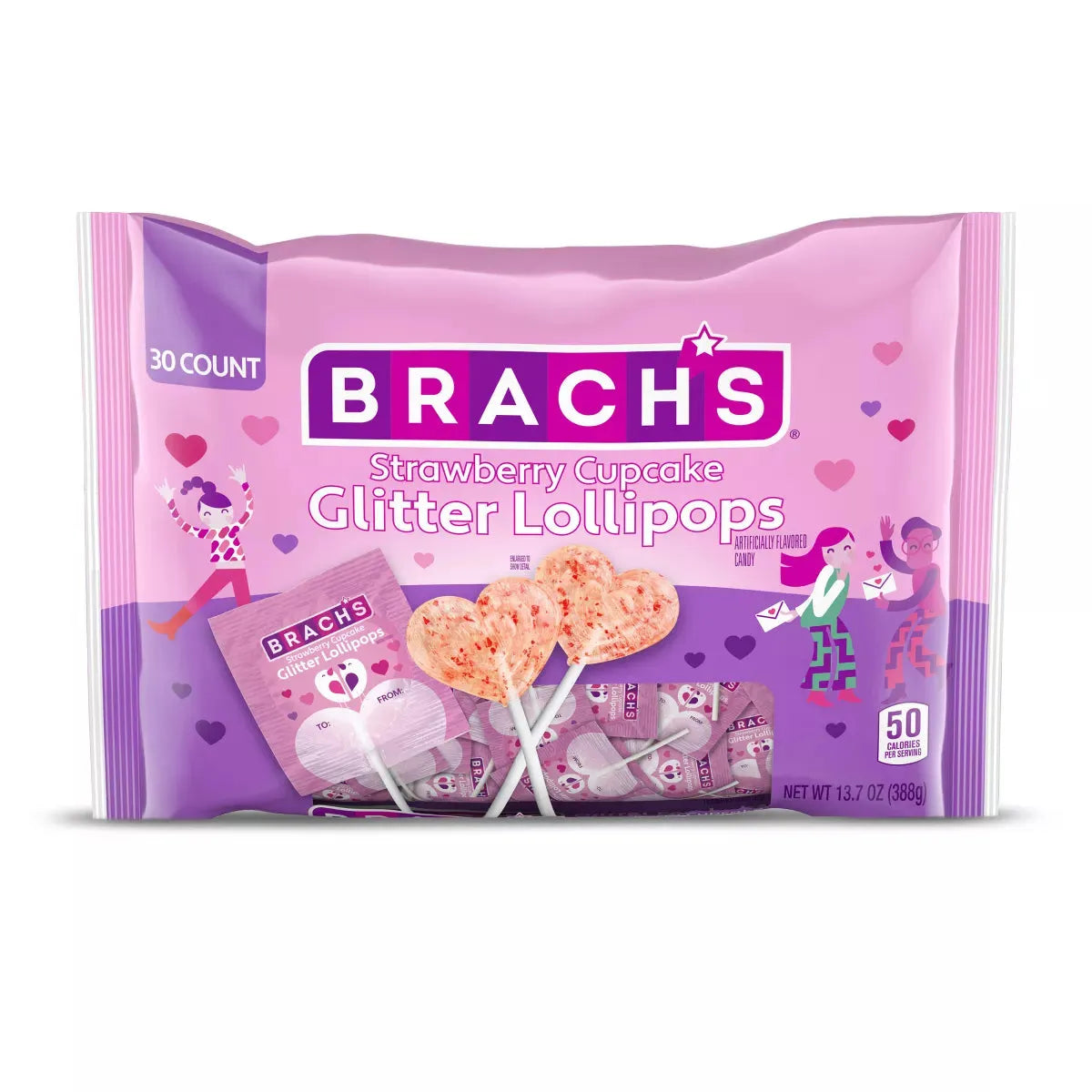 Brach's Valentine's Strawberry Cupcake Glitter Lollipops: 30-Piece Bag