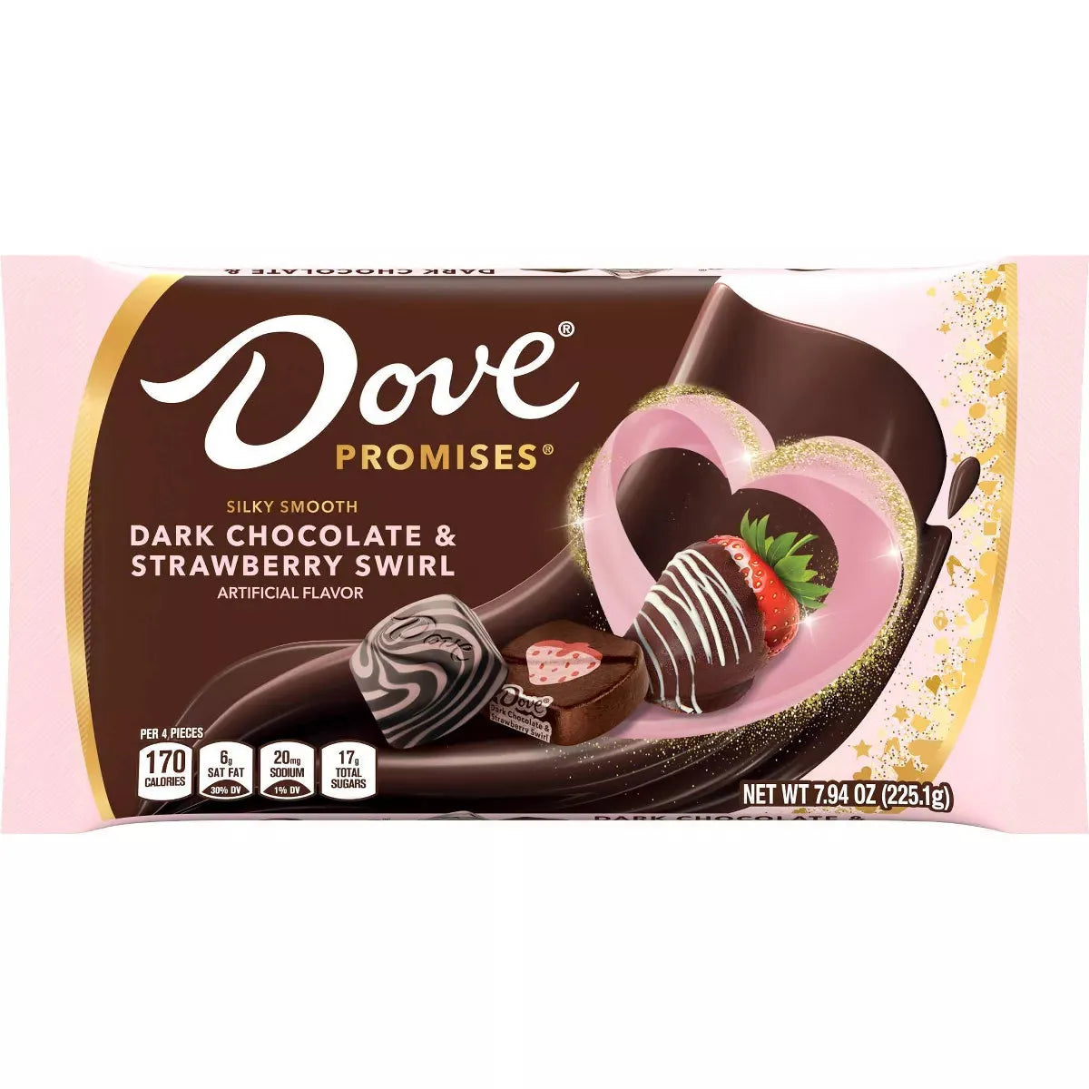 Dove Valentine's Dark Chocolate & Strawberry Swirl: 28-Piece Bag